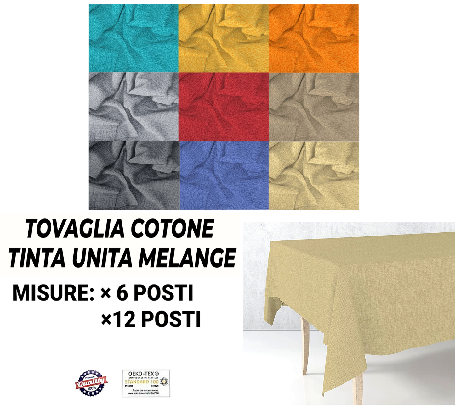 Tovaglia Cotone Tinta Unita Melange