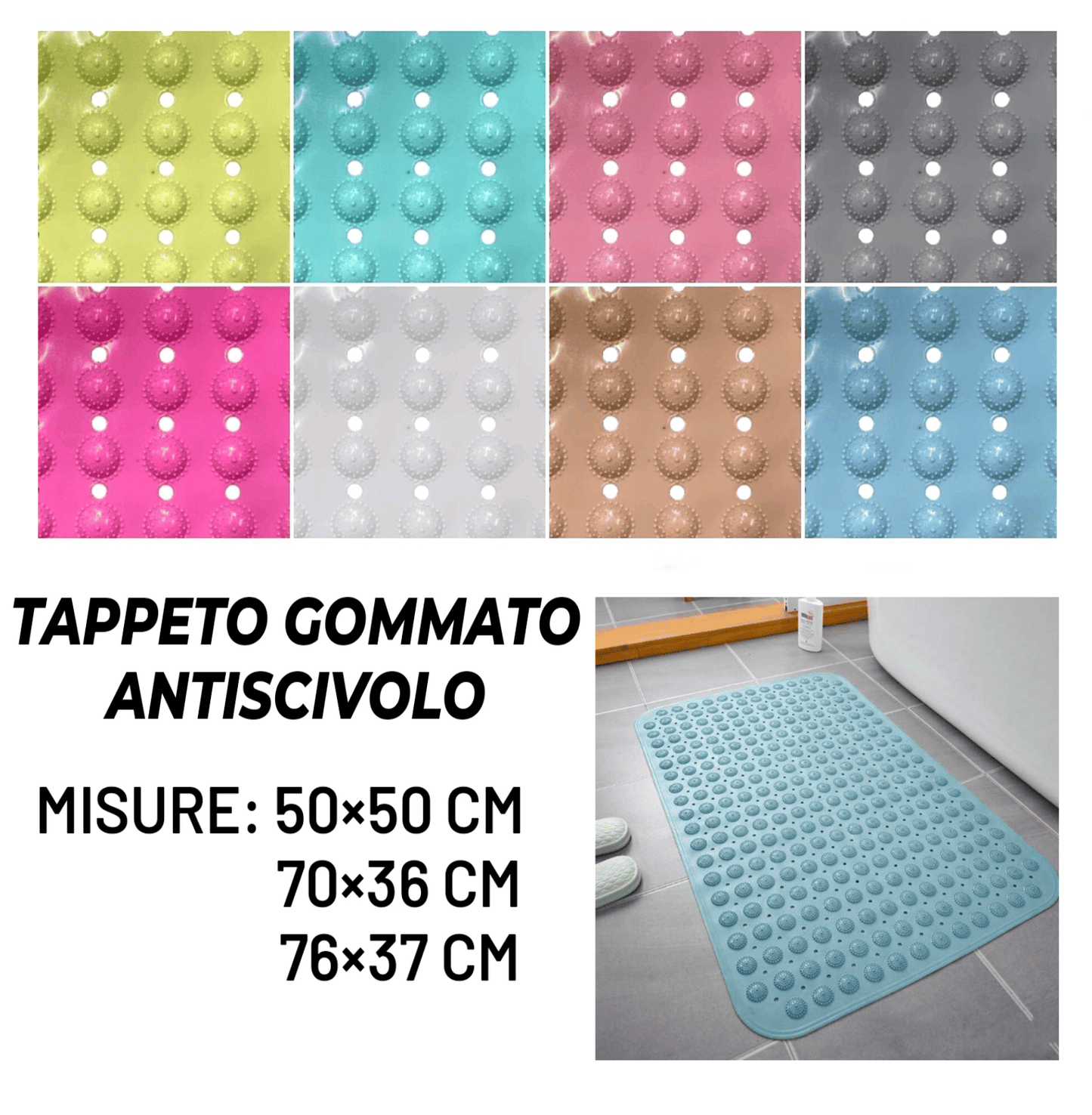 Tappeto Gommato Antiscivolo e Antimuffa