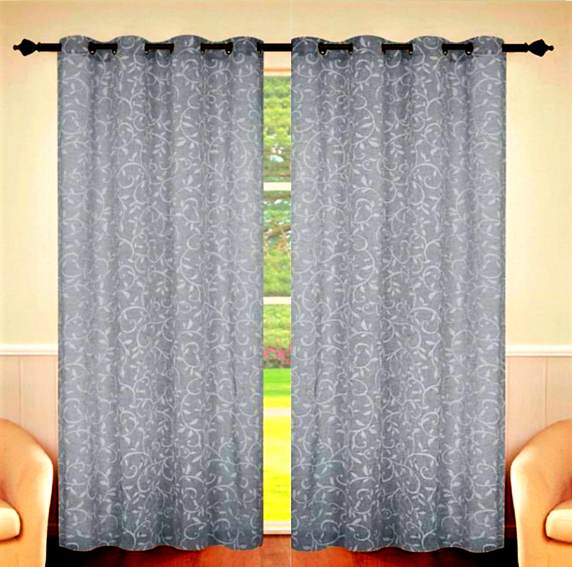 Tenda da Interno ad Anelli con Fantasia Ramificata con Foglie 140×290cm
