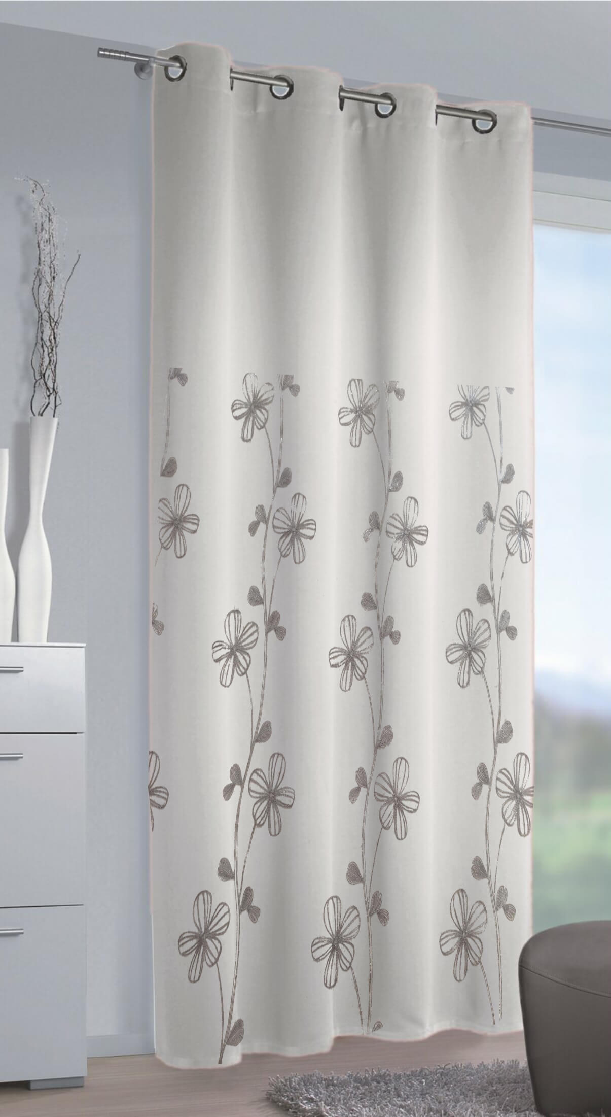 Tenda da Interno ad Anelli con Fantasia a Fiori 140×280cm