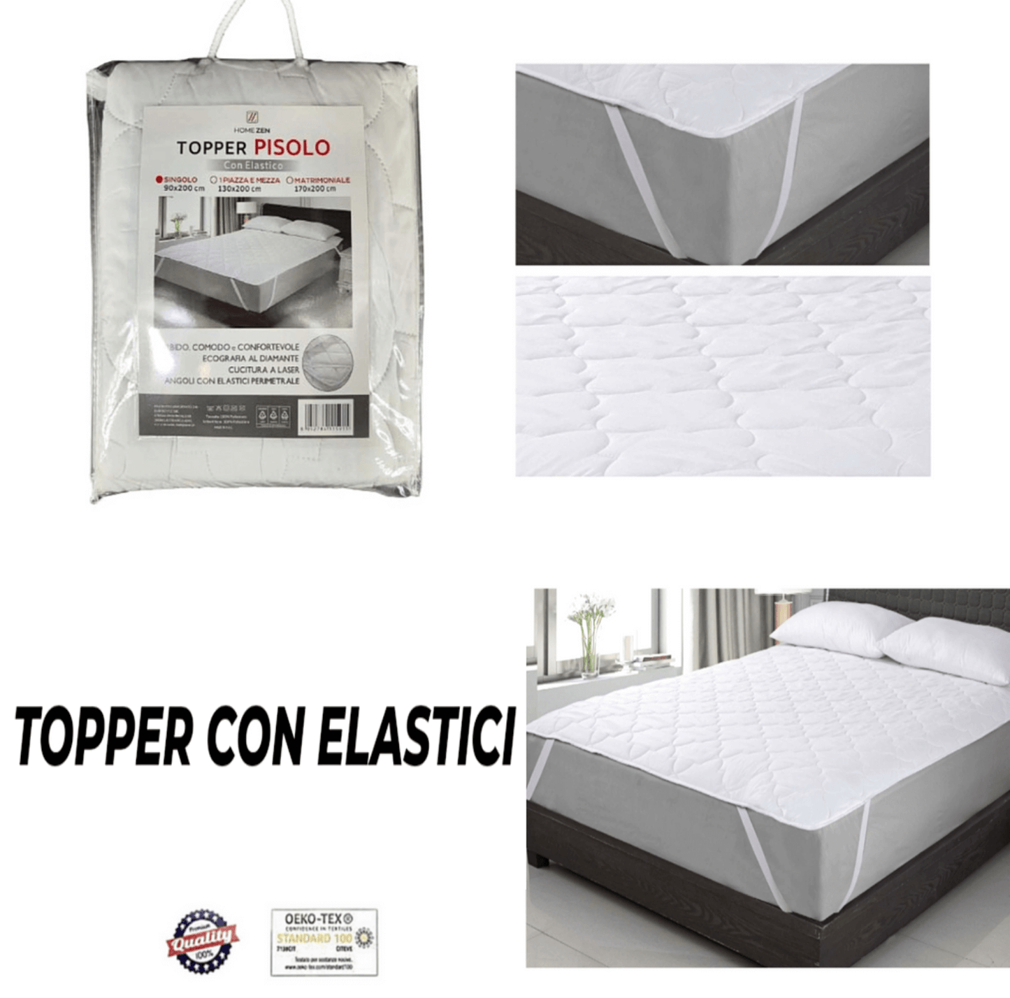 Topper Con Elastici Anallergico Antiacaro