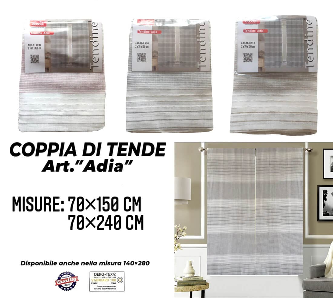 Coppia di Tende Morbide con Fasce Orizzontali