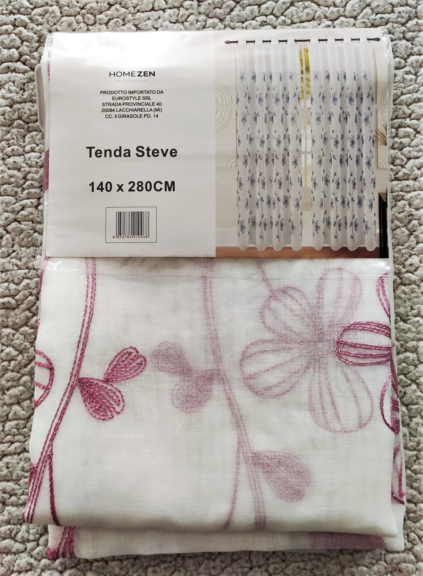 Tenda da Interno ad Anelli con Fantasia a Fiori 140×280cm