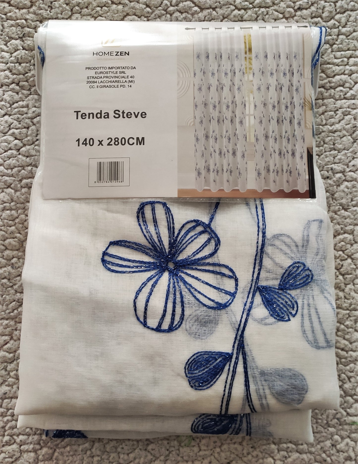 Tenda da Interno ad Anelli con Fantasia a Fiori 140×280cm