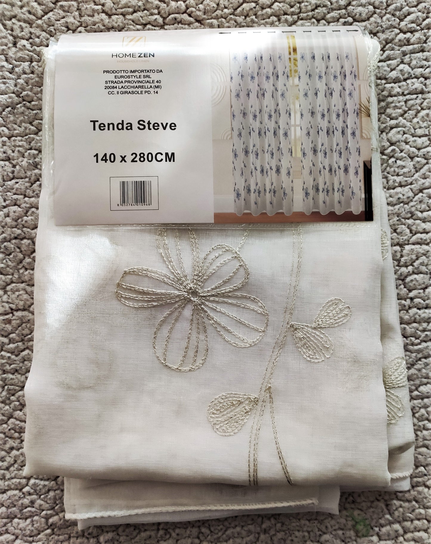 Tenda da Interno ad Anelli con Fantasia a Fiori 140×280cm