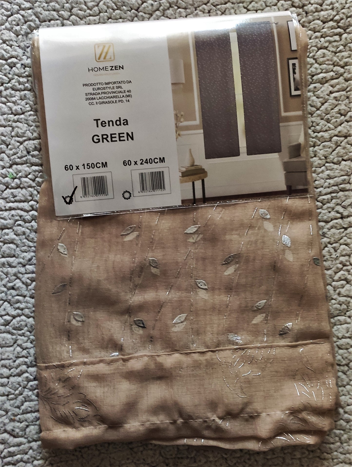 Coppia di Tende con Fantasia con Piccole Foglie