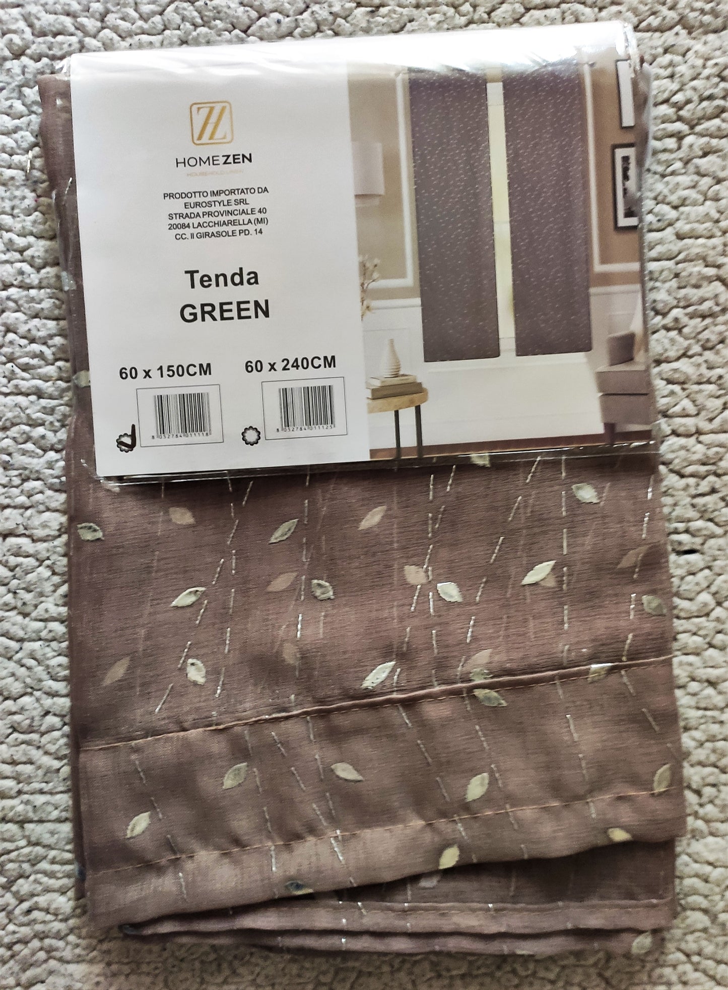 Coppia di Tende con Fantasia con Piccole Foglie
