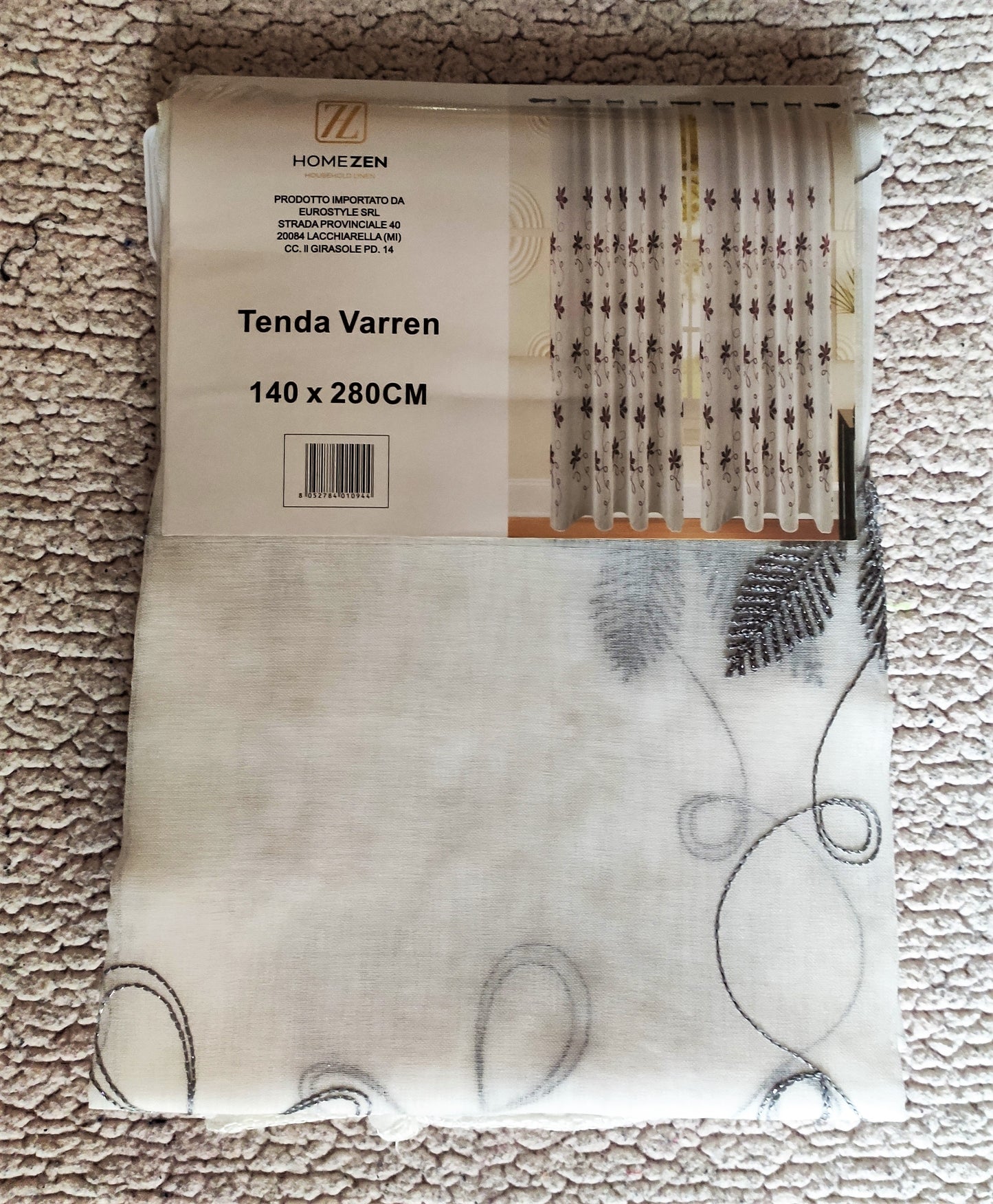 Tenda da Interno ad Anelli con Fantasia con Foglie 140×280cm