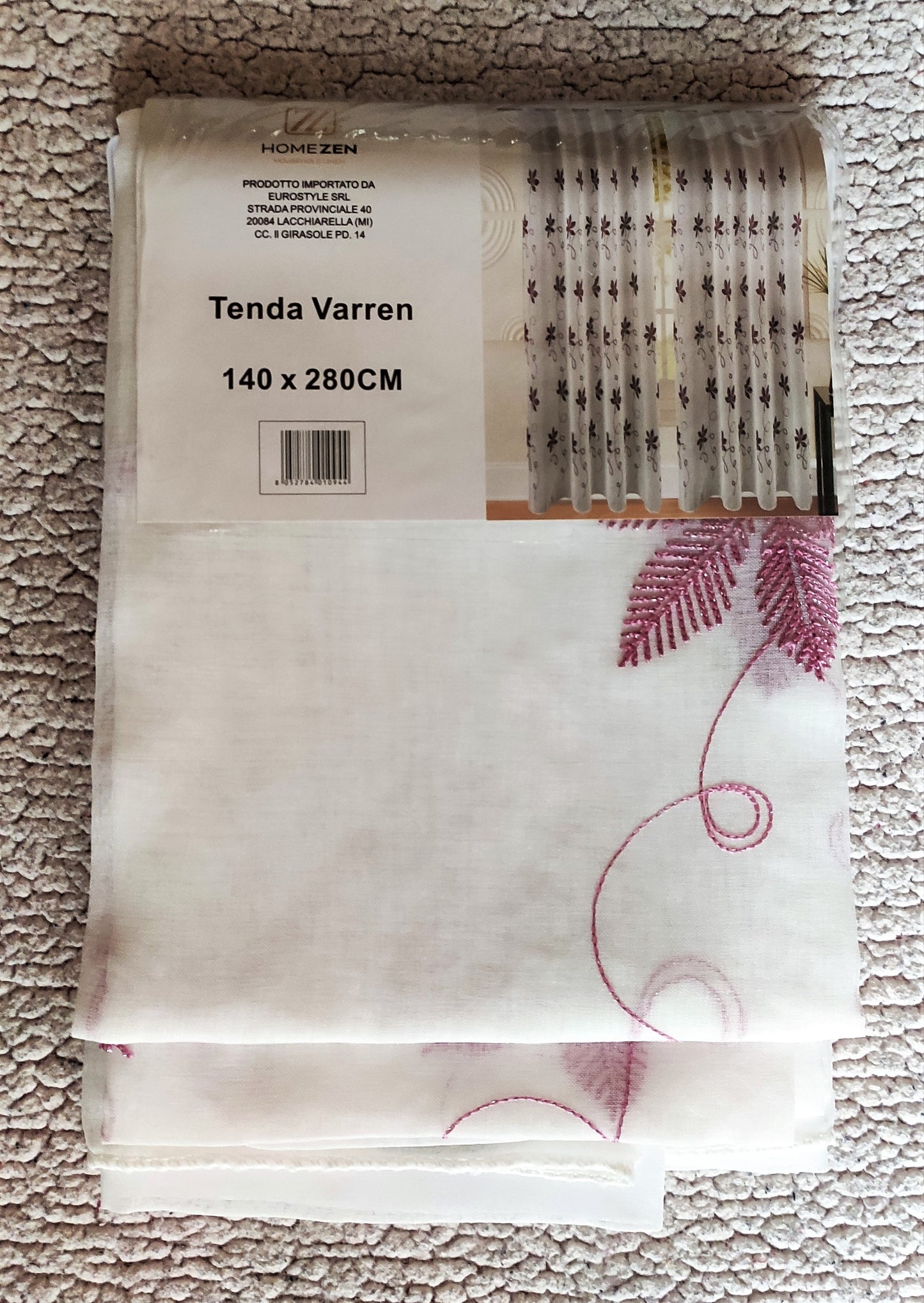 Tenda da Interno ad Anelli con Fantasia con Foglie 140×280cm