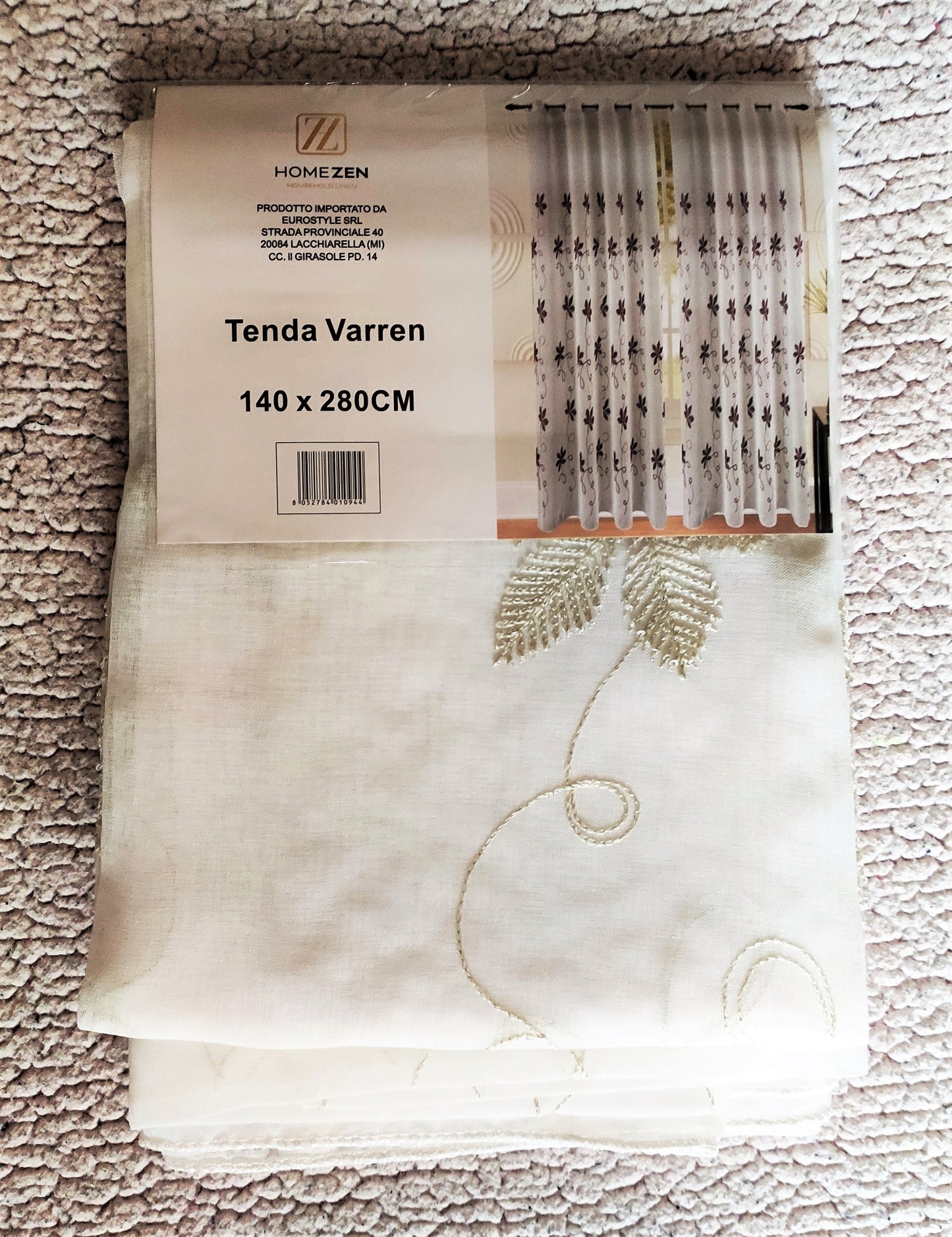 Tenda da Interno ad Anelli con Fantasia con Foglie 140×280cm