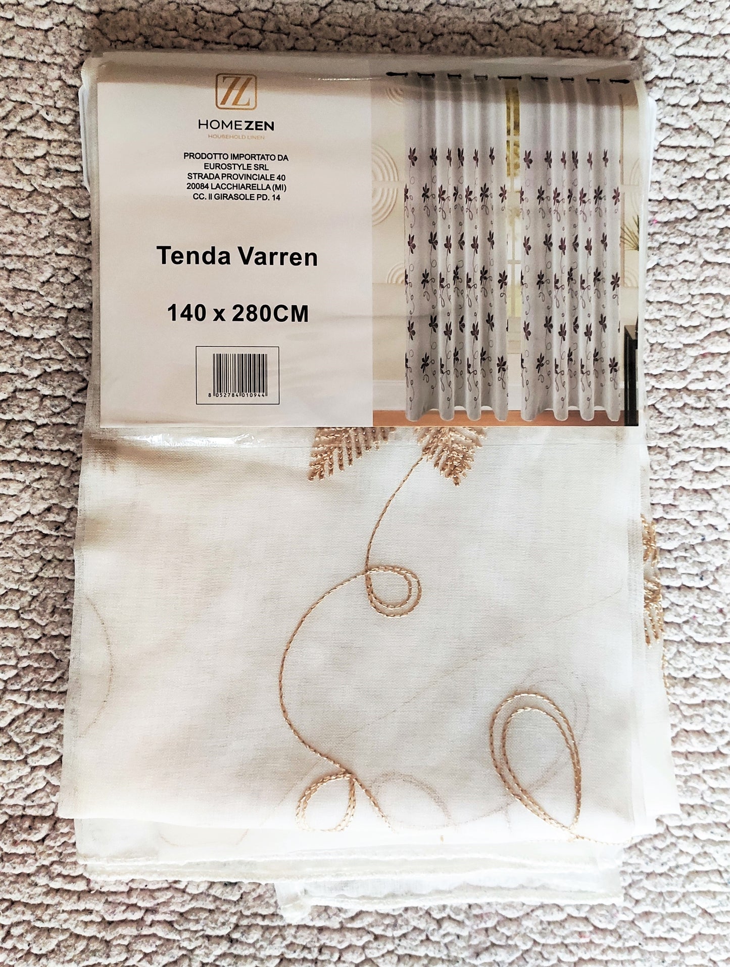 Tenda da Interno ad Anelli con Fantasia con Foglie 140×280cm