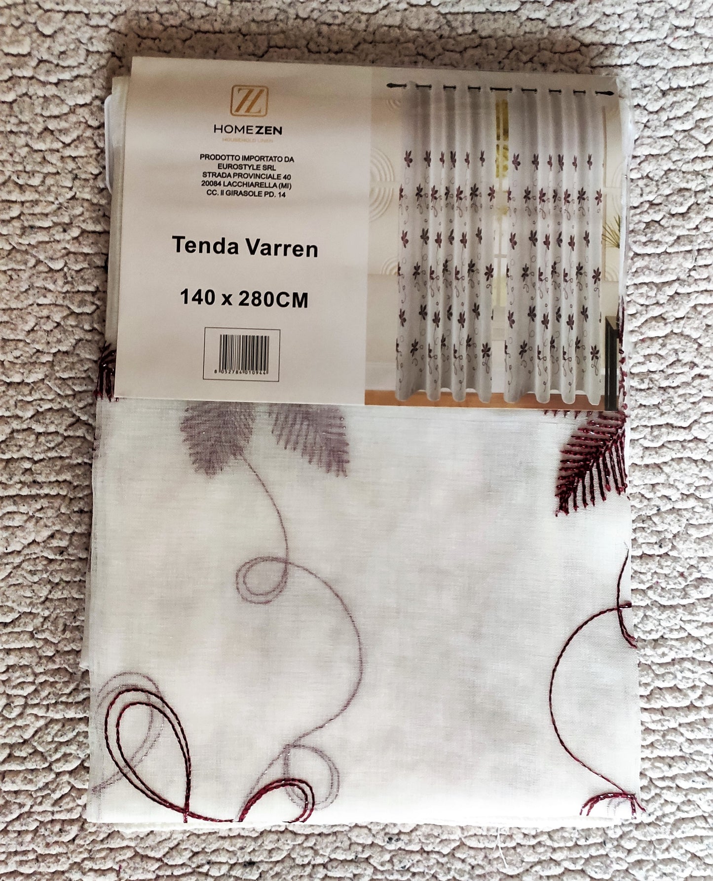Tenda da Interno ad Anelli con Fantasia con Foglie 140×280cm