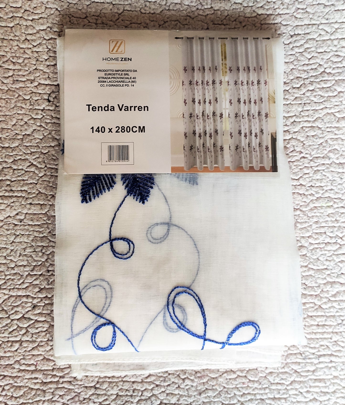 Tenda da Interno ad Anelli con Fantasia con Foglie 140×280cm