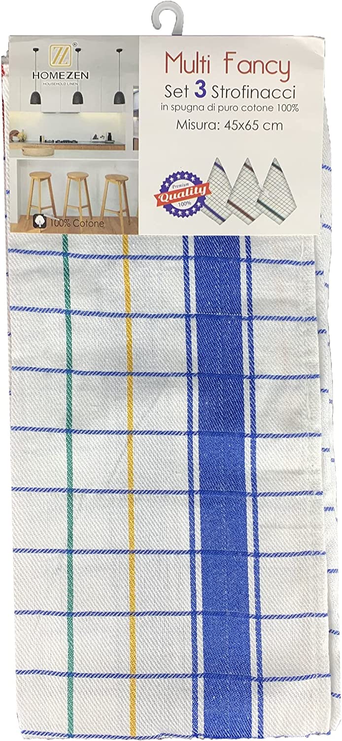 Set da 3 Strofinacci in 100% Cotone "Multi Fancy"