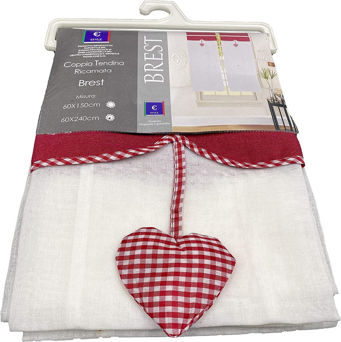 Coppia di Tende con Inserto e Ricamo con Cuore