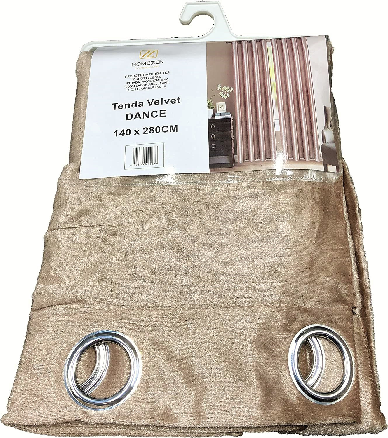 Tenda da Interno ad Anelli in Velluto Tinta Unita 140×280cm