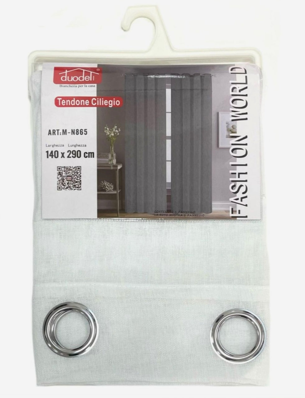 Tenda da Interno ad Anelli Tinta Unita Melange 140×290cm