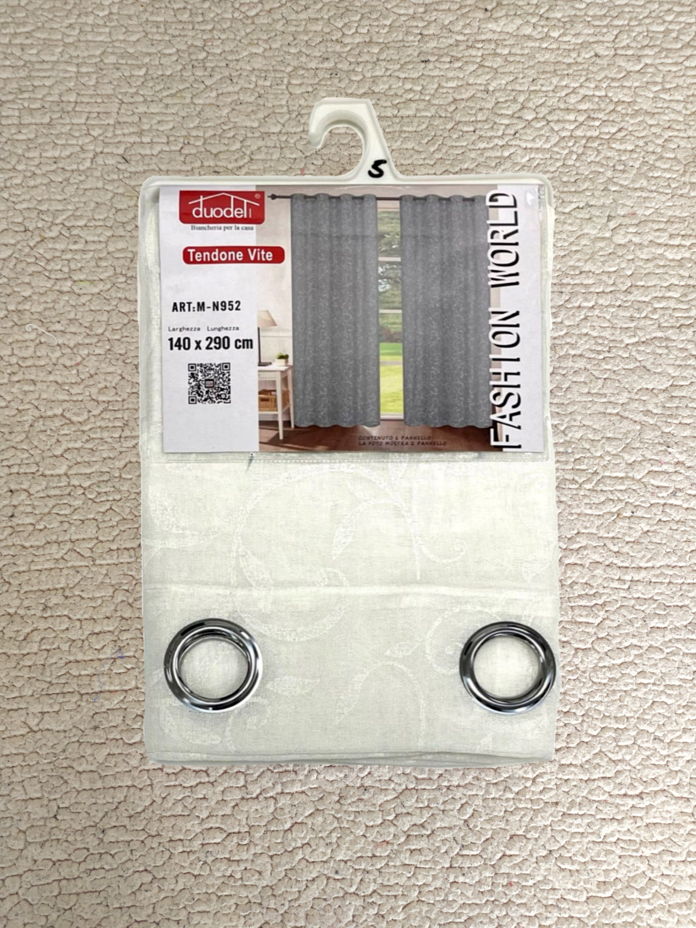 Tenda da Interno ad Anelli con Fantasia Ramificata con Foglie 140×290cm