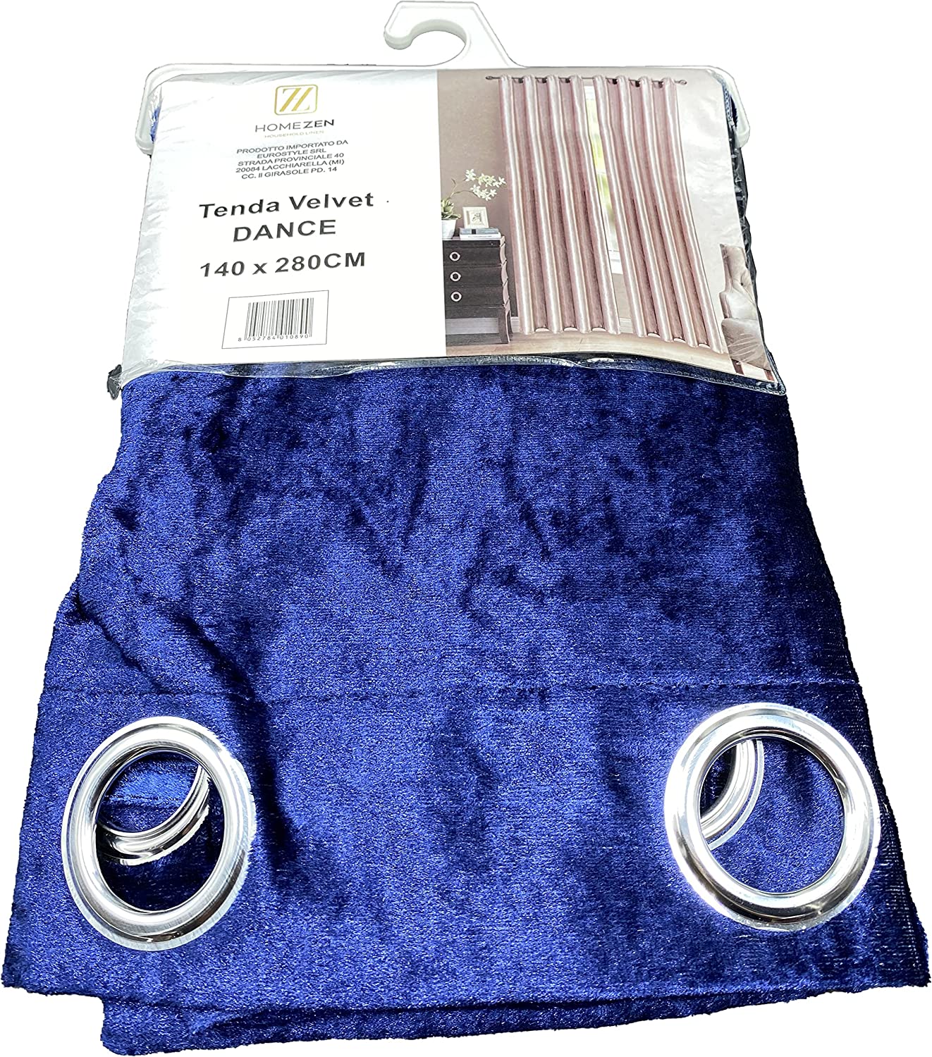 Tenda da Interno ad Anelli in Velluto Tinta Unita 140×280cm