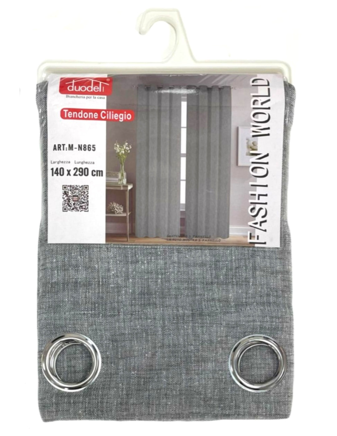 Tenda da Interno ad Anelli Tinta Unita Melange 140×290cm