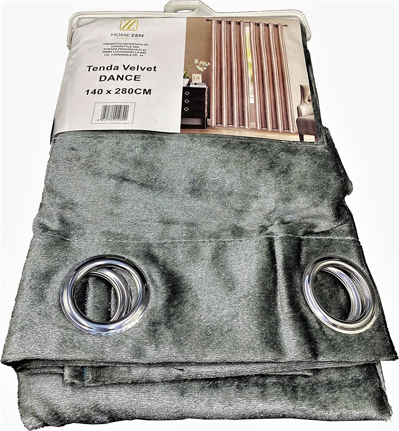 Tenda da Interno ad Anelli in Velluto Tinta Unita 140×280cm