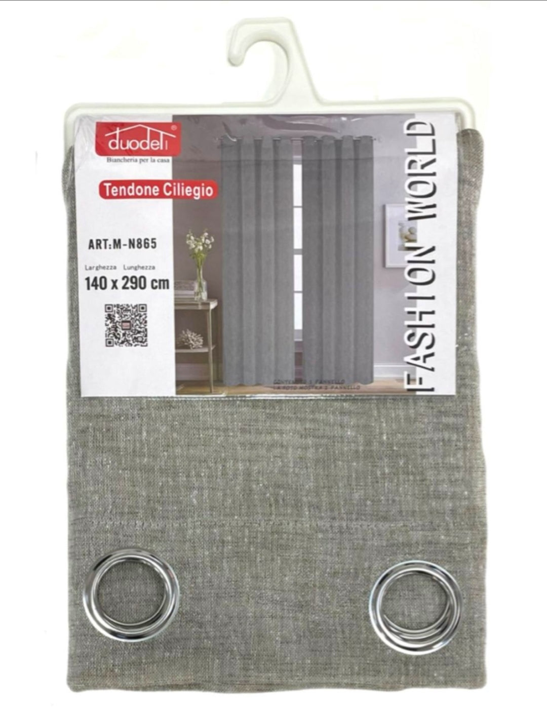 Tenda da Interno ad Anelli Tinta Unita Melange 140×290cm