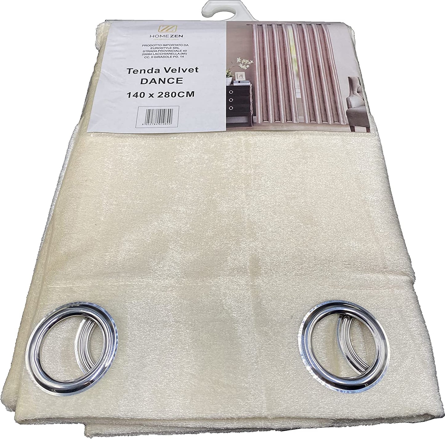 Tenda da Interno ad Anelli in Velluto Tinta Unita 140×280cm