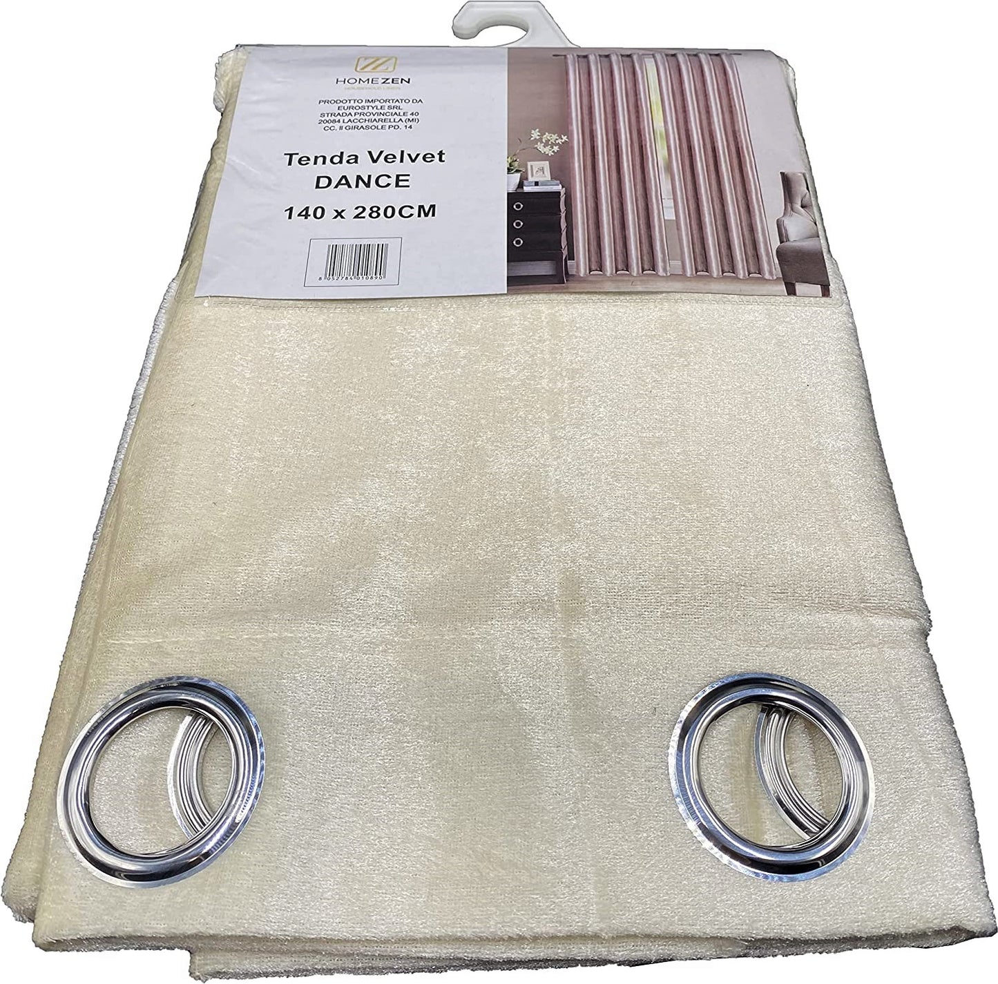 Tenda da Interno ad Anelli in Velluto Tinta Unita 140×280cm