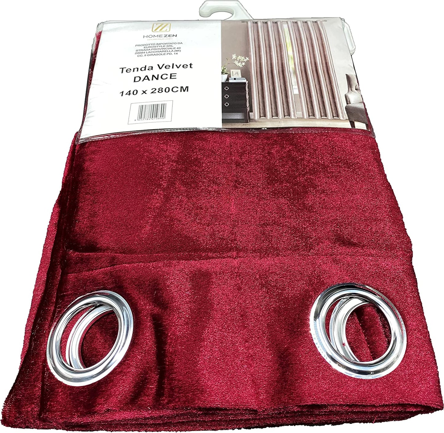 Tenda da Interno ad Anelli in Velluto Tinta Unita 140×280cm