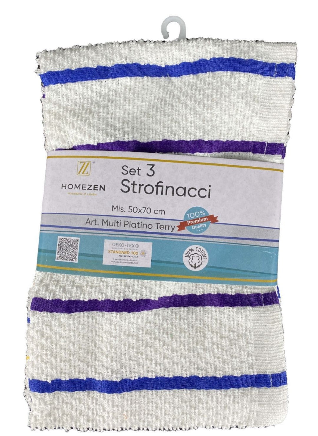 Set da 3 Strofinacci in 100% Cotone "Multi Platino Terry"