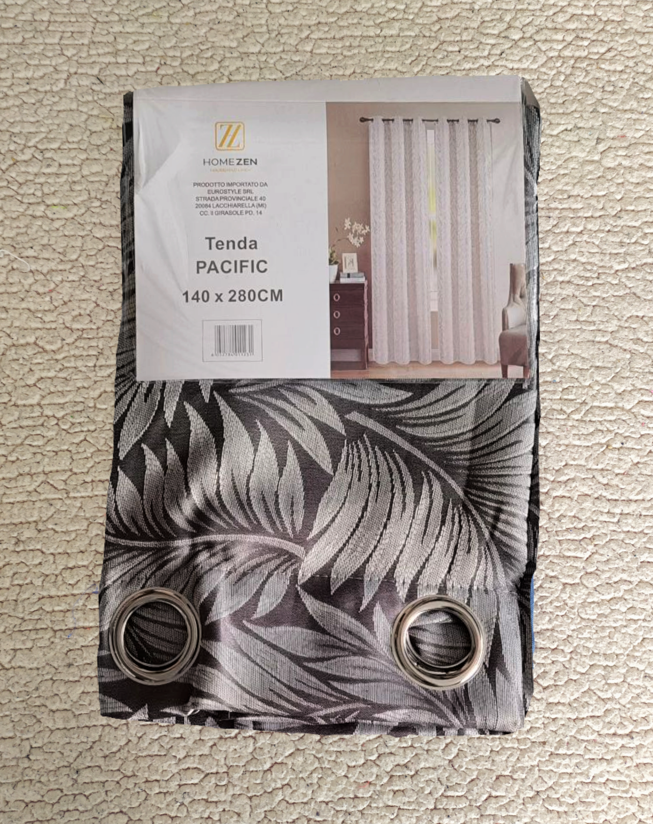 Tenda da Interno ad Anelli Coprente con Fantasia a Foglie di Felce 140×280cm