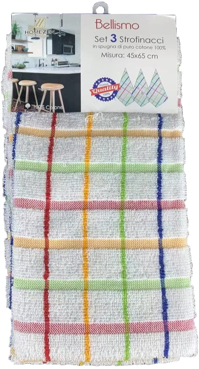 Set da 3 Strofinacci in Spugna 100% Cotone "Bellismo"