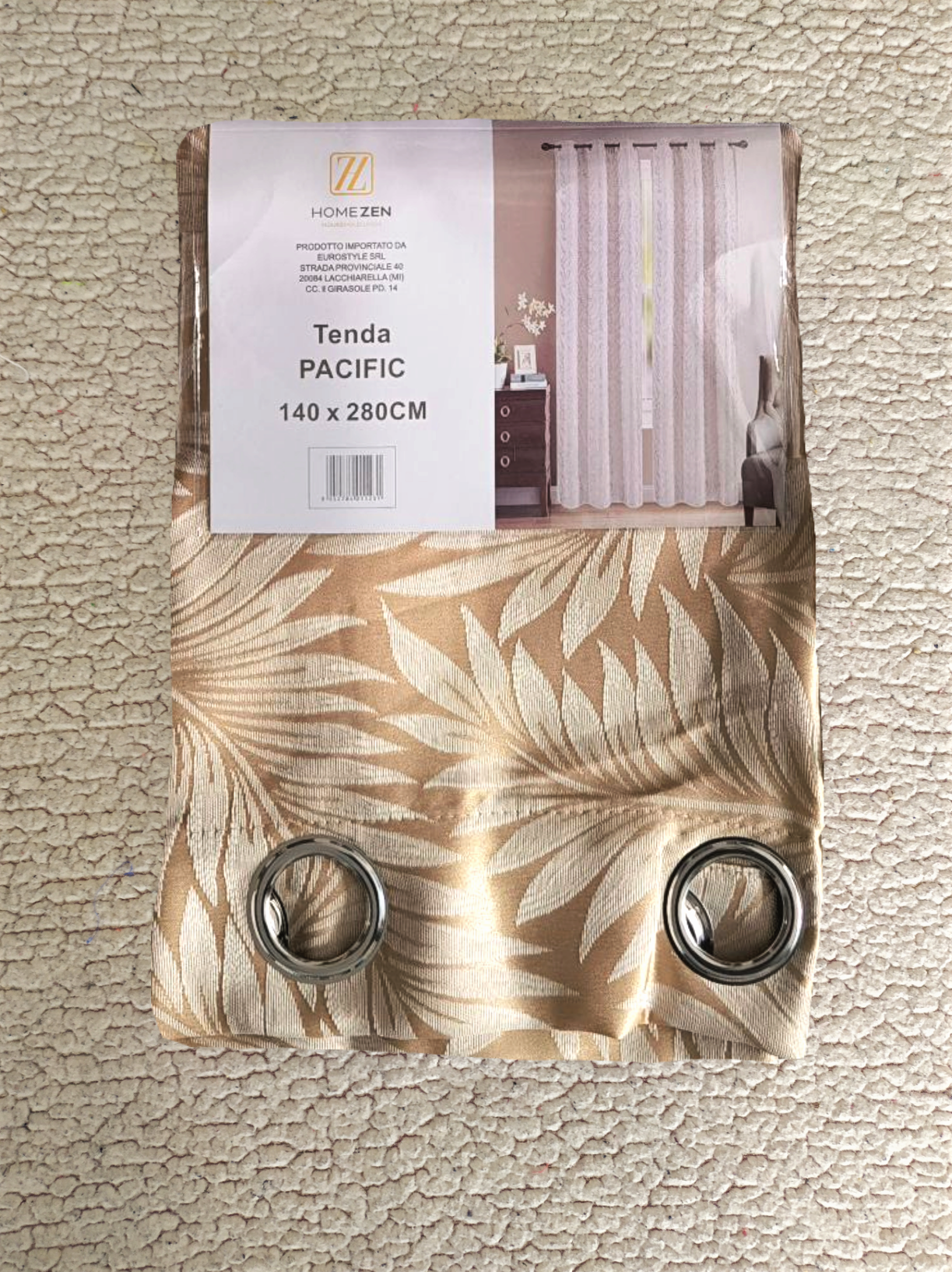 Tenda da Interno ad Anelli Coprente con Fantasia a Foglie di Felce 140×280cm