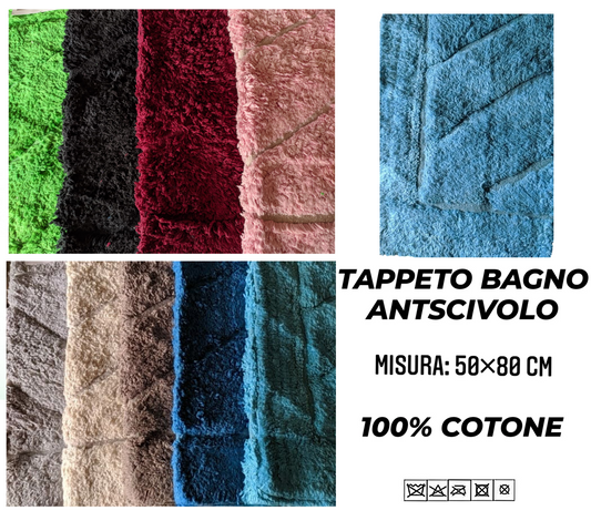 Tappeto Bagno Antiscivolo 100% Cotone (50×80 cm)